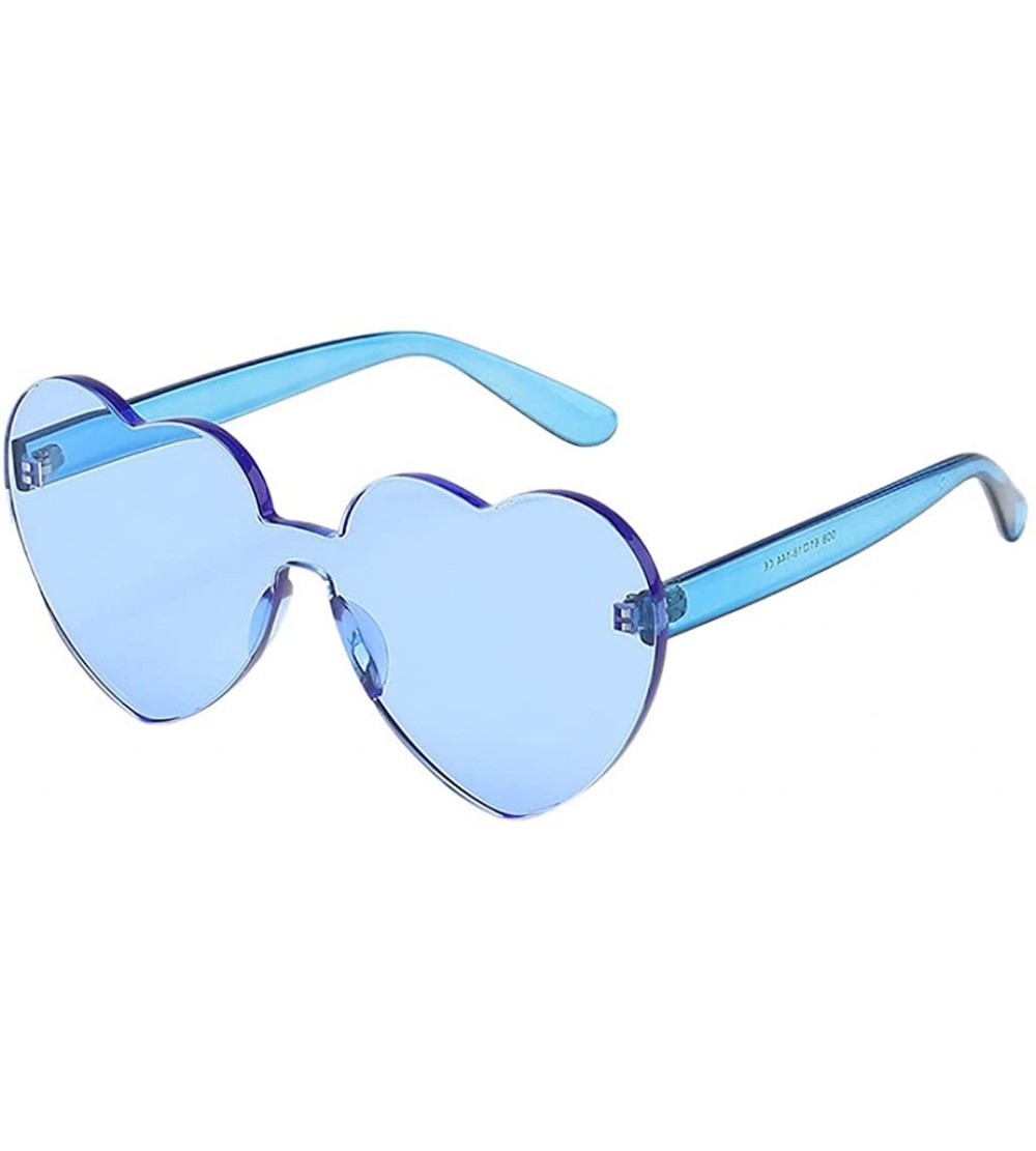 Semi-rimless Polarized Sunglasses Protection Transparent Frameless - Blue - CG190QW3TRL $17.98