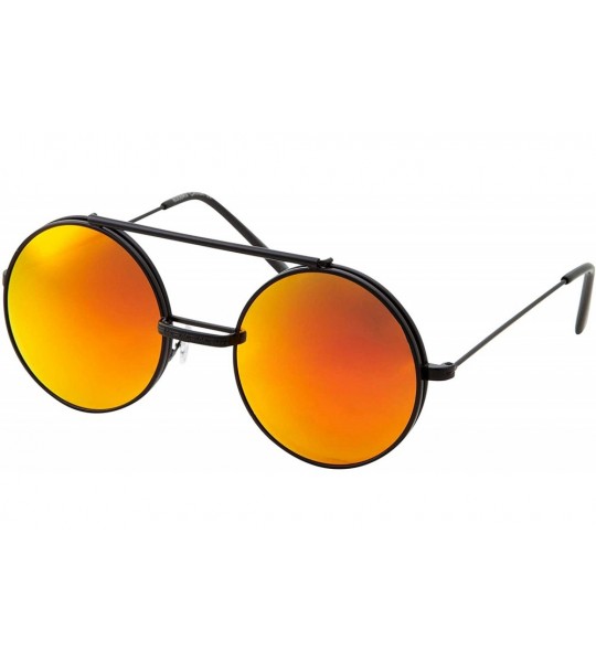 Round Vintage Steam Punk Round Flip Up Sunglasses for Men and Women Retro Metal Frame - Rv-black Frame-sun Color Lens - C818O...