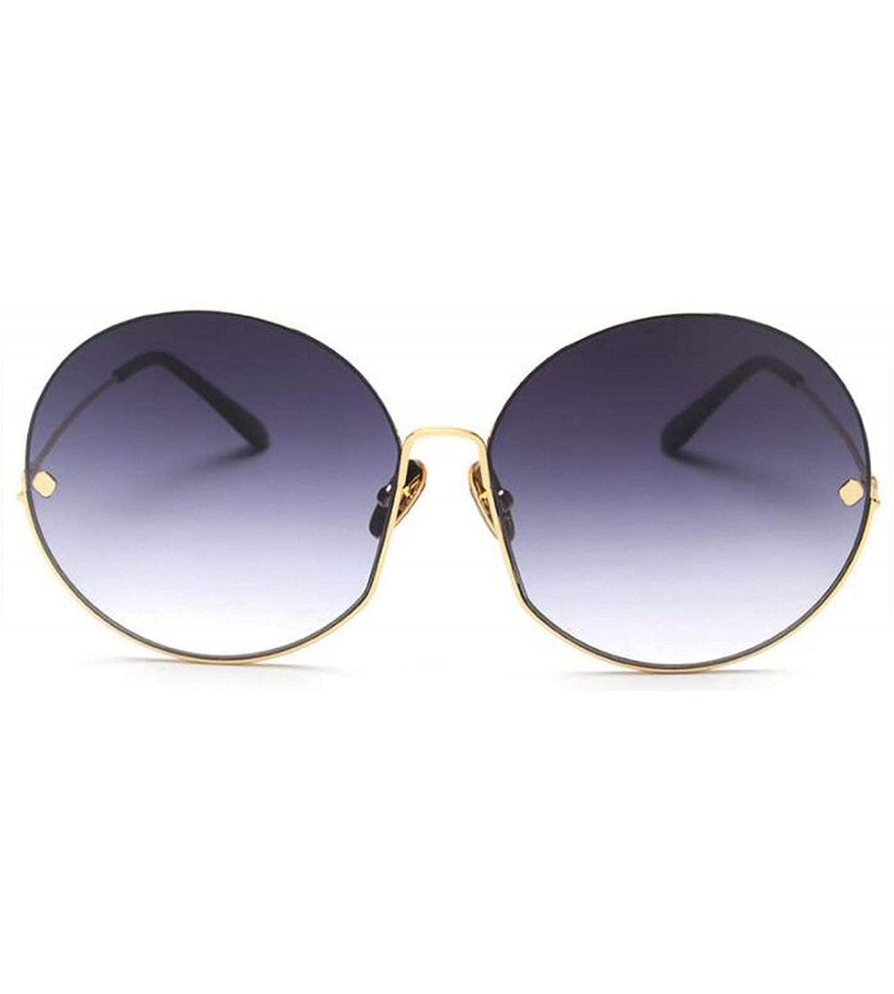 Goggle Luxury Vintage Round Sunglasses Women Fashion Half Frame Tinted Lens Oversized Sun Glasses FeLady Big Shades - CK199C6...