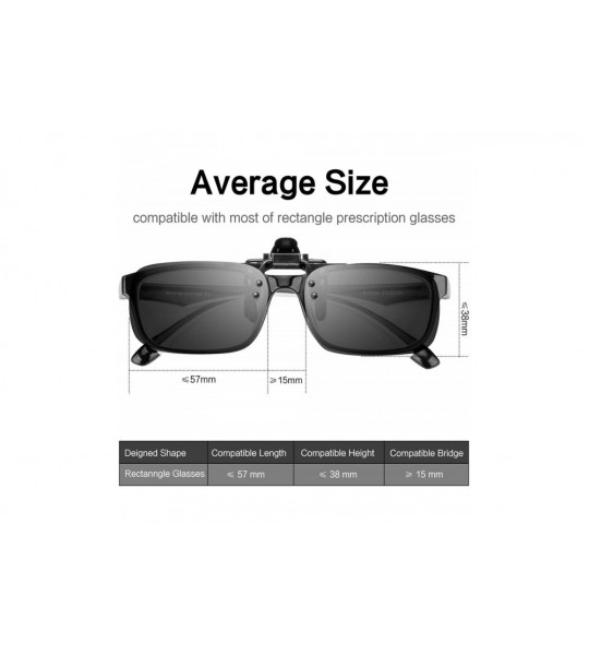 Rimless Clip-on Sunglasses- Unisex Polarized Frameless Rectangle Lens - 2 Black - CQ18KLTQK9N $23.40