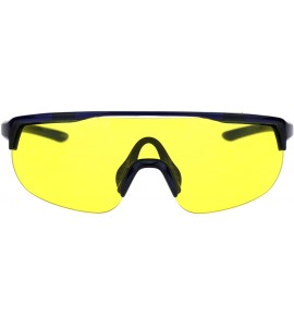 Shield Retro Exposed Lens Oversize Shield Robotic Half Rim Sunglasses - Blue Yellow - CO18SHZ4Z60 $23.96