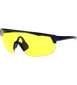 Shield Retro Exposed Lens Oversize Shield Robotic Half Rim Sunglasses - Blue Yellow - CO18SHZ4Z60 $23.96