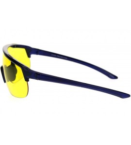 Shield Retro Exposed Lens Oversize Shield Robotic Half Rim Sunglasses - Blue Yellow - CO18SHZ4Z60 $23.96