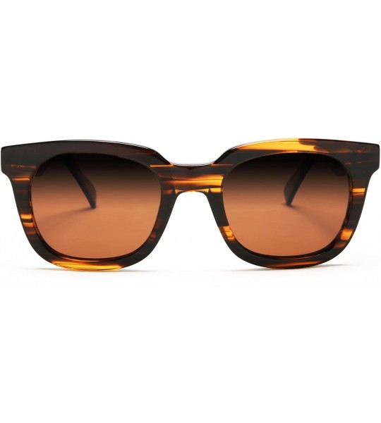 Rectangular Polarized Manhattan Horned Rim Fashion Sunglasses - Brown - CC12E0DXNYT $68.40