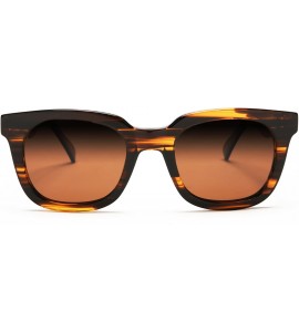 Rectangular Polarized Manhattan Horned Rim Fashion Sunglasses - Brown - CC12E0DXNYT $68.40