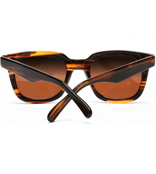 Rectangular Polarized Manhattan Horned Rim Fashion Sunglasses - Brown - CC12E0DXNYT $68.40