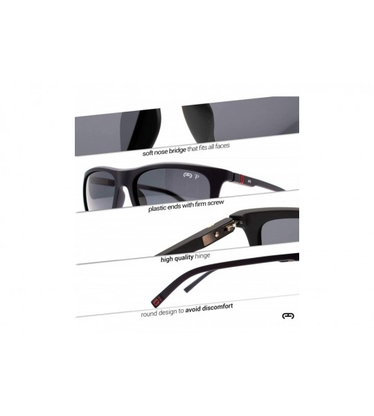 Rectangular p692 Polarized Classic Style- Flexible & Unbreakable TR-90 Material for Men 100% UV Protection. - Grey-black - CU...