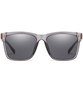 Oval Men Sunglasses Retro Black Drive Holiday Oval Polarized UV400 - Grey - C218R829E50 $22.25