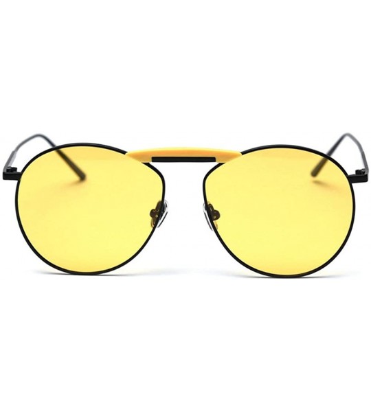 Goggle Fashion Large Frame Pilot Polarized Sunglasses Men's Driving Mirror Vintage Night Vision Goggles - Yellow - CC18U60D78...
