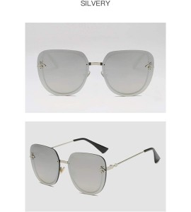 Aviator Gradient Sunglasses Metal Frame Resin Lens Oversized Round Sun Glass for Women - Mercury Lens - CN18SCWRLTK $19.07