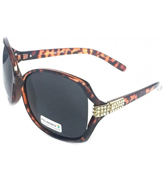 Oversized Oversized Vintage Rhinestone Polarized Sunglasses for Women - Tortoise - C4180YWO6GQ $33.54