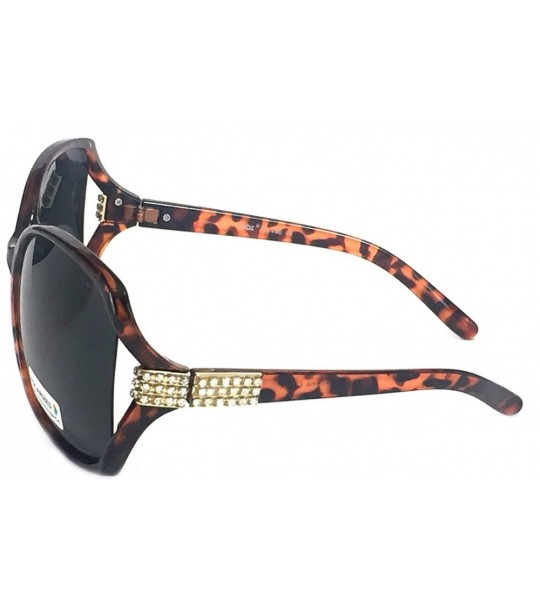 Oversized Oversized Vintage Rhinestone Polarized Sunglasses for Women - Tortoise - C4180YWO6GQ $33.54