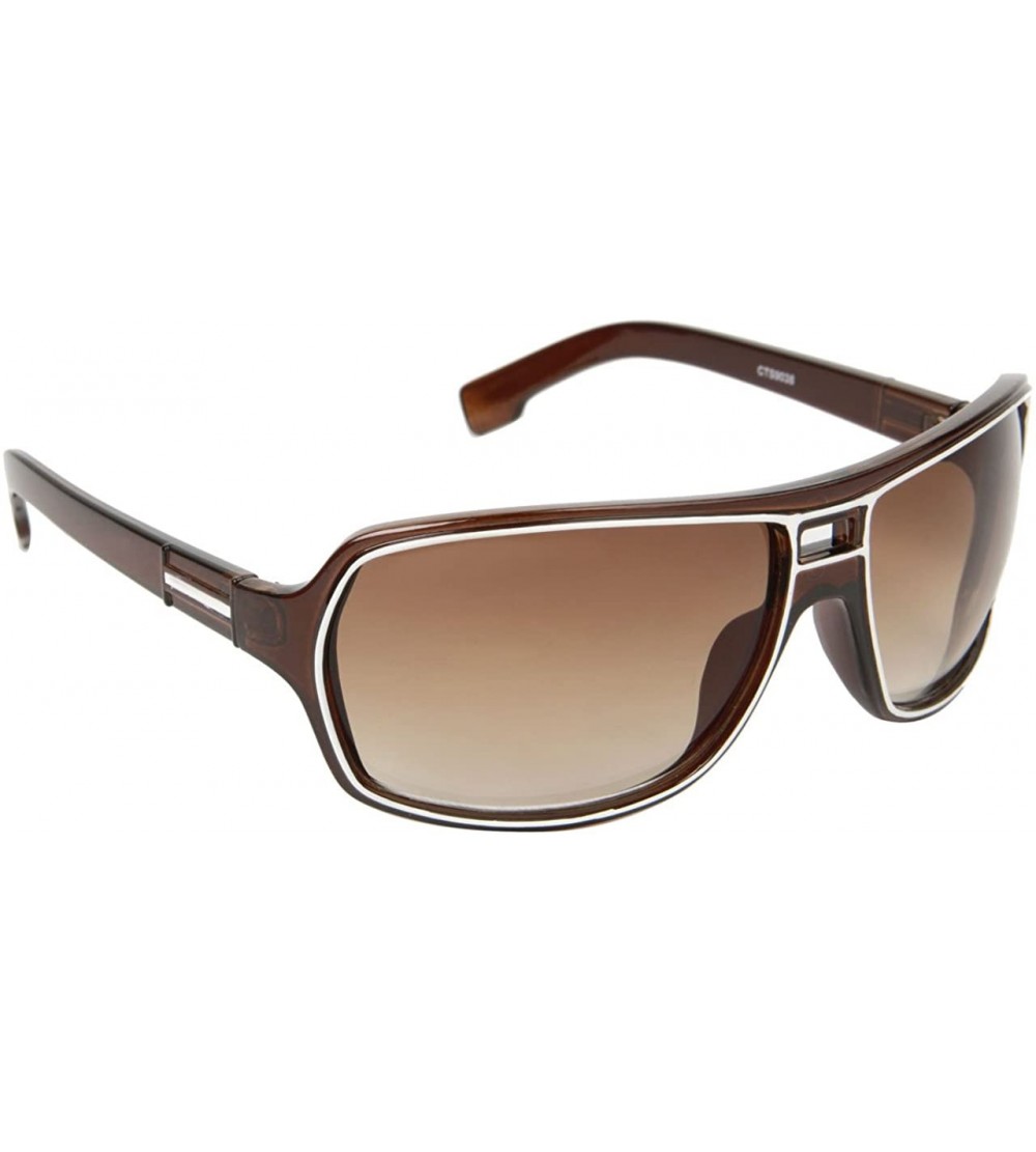 Oval Designer Lines Style Color Fashion Light Weight UV Protection Sunglasses Frame Unisex Eyewear - Brown - C712IJARCMH $19.19