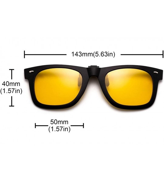 Wayfarer Polarized Clip on Sunglasses Flip up Mirrored Eyeglasses Men Women - Matte Black / Polarized Yellow - C218DI9EOZZ $2...