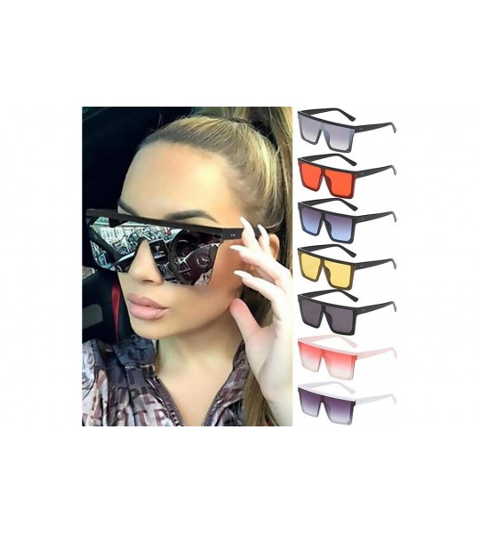 Semi-rimless Square Oversized Sunglasses for Women Men Flat Top Fashion Shades Ultralight UV Protection Mirror Lens Eyewear -...