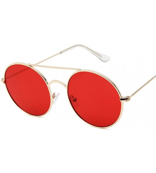 Aviator Sunglasses Women Vintage Round Ocean Color Lens Mirror Sunglasses Black Black - Gold Pink - C018Y3N9GQ2 $17.31