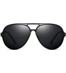 Oval Men Sunglasses Retro Black Grey Drive Holiday Oval Polarized UV400 - Black Grey - C918R9687DO $20.09