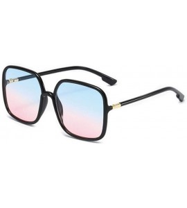 Square Ultralight Retro Big Square Sunglasses Women Rectangular Frame Tint Flat Lenses - Blue Pink Tinted - CV196D7GXDA $25.94