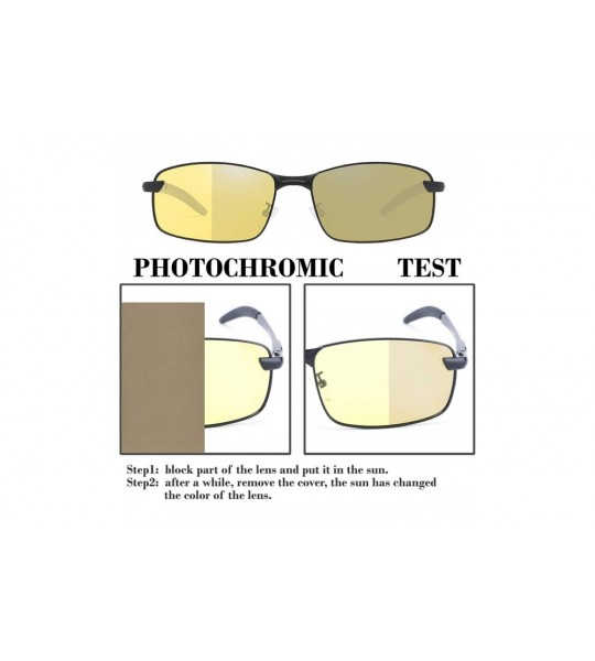 Rectangular Photochromic Day Night Vision Driving Glasses Anti-glare for Foggy/Cloudy/Rainy - CN18WE6MXCC $33.41