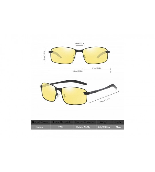 Rectangular Photochromic Day Night Vision Driving Glasses Anti-glare for Foggy/Cloudy/Rainy - CN18WE6MXCC $33.41