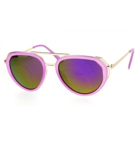 Aviator Womens Aviator Sunglasses Retro Fashion Double Frame Mirror Lens UV 400 - Purple Gold (Purple Mirror) - CD17YDYLI3E $...