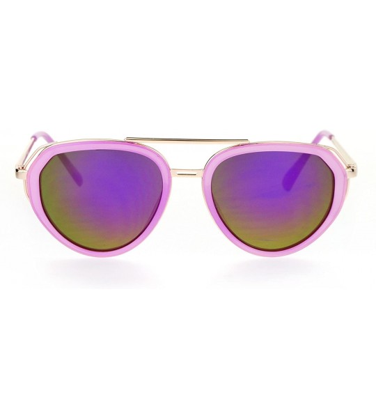 Aviator Womens Aviator Sunglasses Retro Fashion Double Frame Mirror Lens UV 400 - Purple Gold (Purple Mirror) - CD17YDYLI3E $...