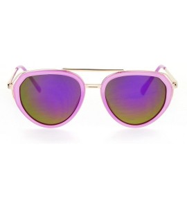 Aviator Womens Aviator Sunglasses Retro Fashion Double Frame Mirror Lens UV 400 - Purple Gold (Purple Mirror) - CD17YDYLI3E $...