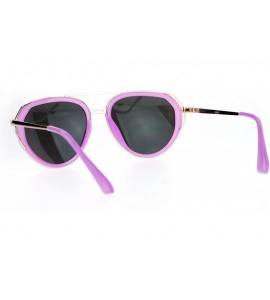 Aviator Womens Aviator Sunglasses Retro Fashion Double Frame Mirror Lens UV 400 - Purple Gold (Purple Mirror) - CD17YDYLI3E $...