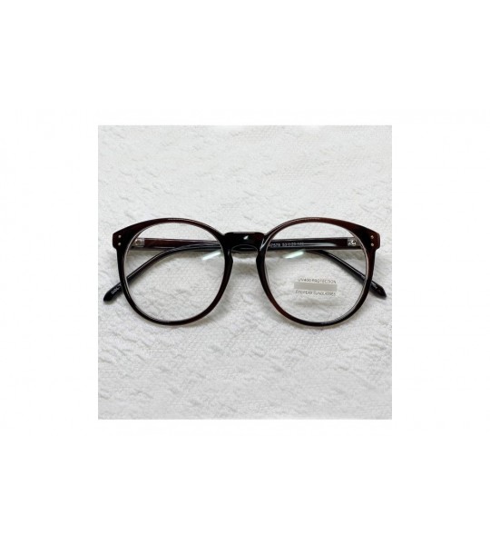 Oversized Oversized Big Round Horn Rimmed Eye Glasses Clear Lens Oval Frame Non Prescription - Brown 75781 - C318ZIQ3WXA $25.26