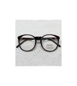 Oversized Oversized Big Round Horn Rimmed Eye Glasses Clear Lens Oval Frame Non Prescription - Brown 75781 - C318ZIQ3WXA $25.26