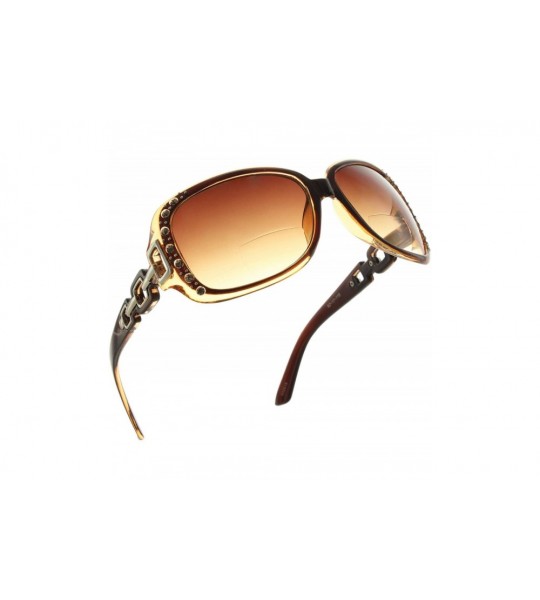 Oversized Rhinestone Bifocal Reading Sunglasses Readers for Women - Brown - Brown Lens - C818I7SN9XK $35.66