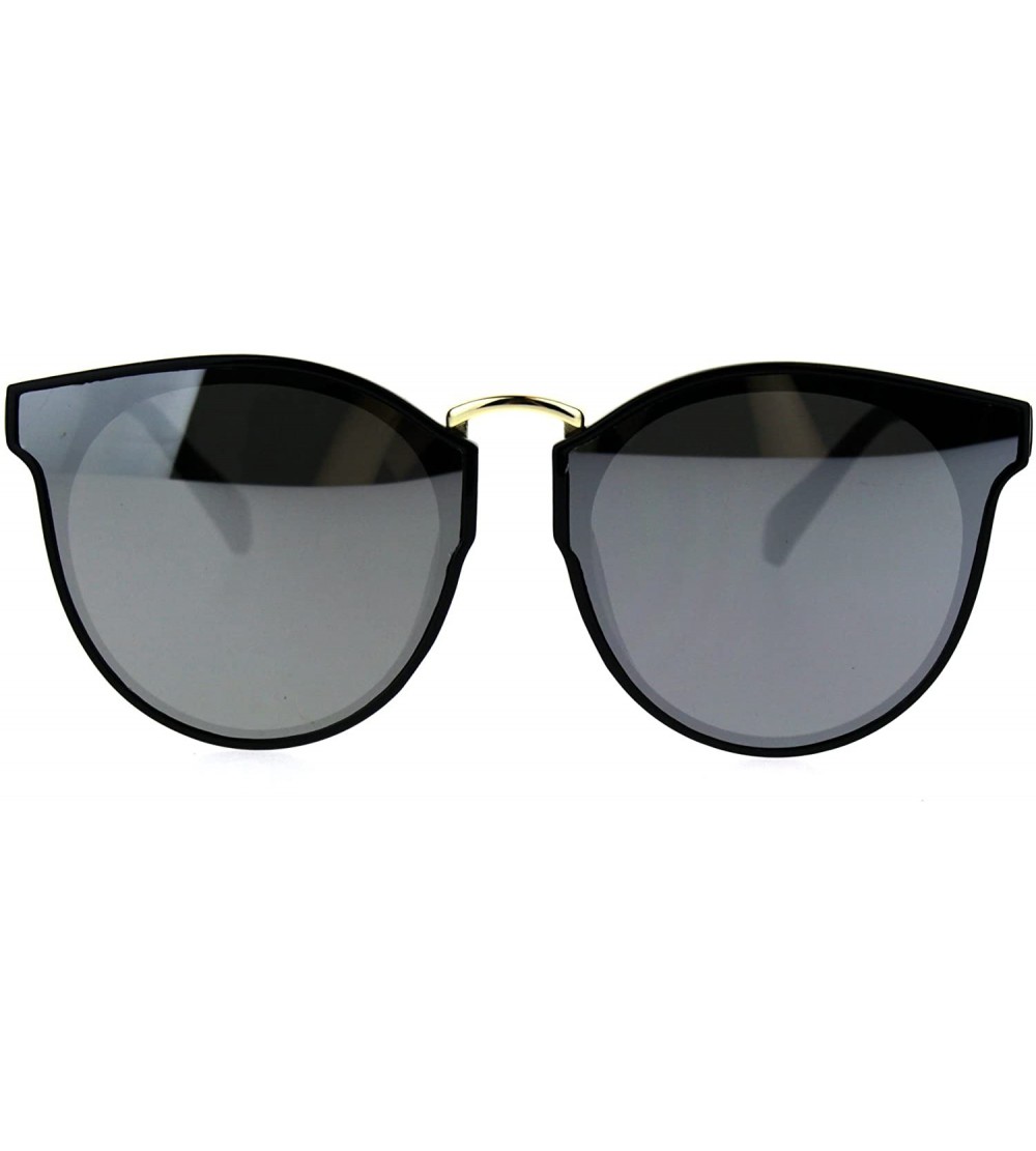 Rectangular Hipster Plastic Horned Rim Mens Metal Bridge Sunglasses - Black Mirror - CL1868770O5 $19.57