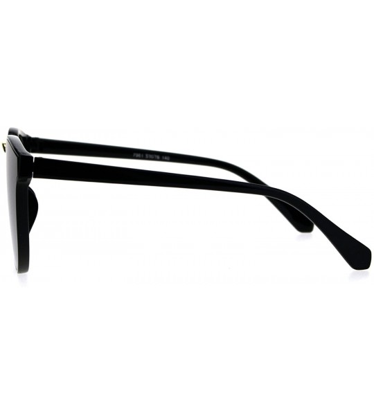 Rectangular Hipster Plastic Horned Rim Mens Metal Bridge Sunglasses - Black Mirror - CL1868770O5 $19.57