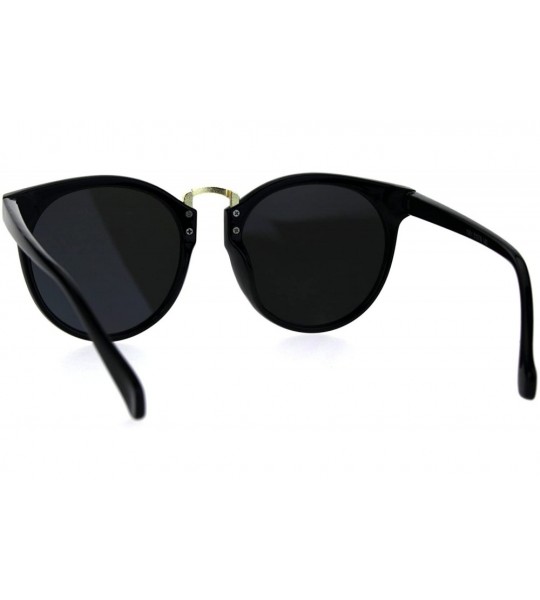 Rectangular Hipster Plastic Horned Rim Mens Metal Bridge Sunglasses - Black Mirror - CL1868770O5 $19.57