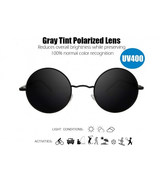 Wrap Vintage Round Sunglasses John Lennon Style Steampunk with Polarized Lenses for Retro Women and Men - C211LMWYDMN $26.36