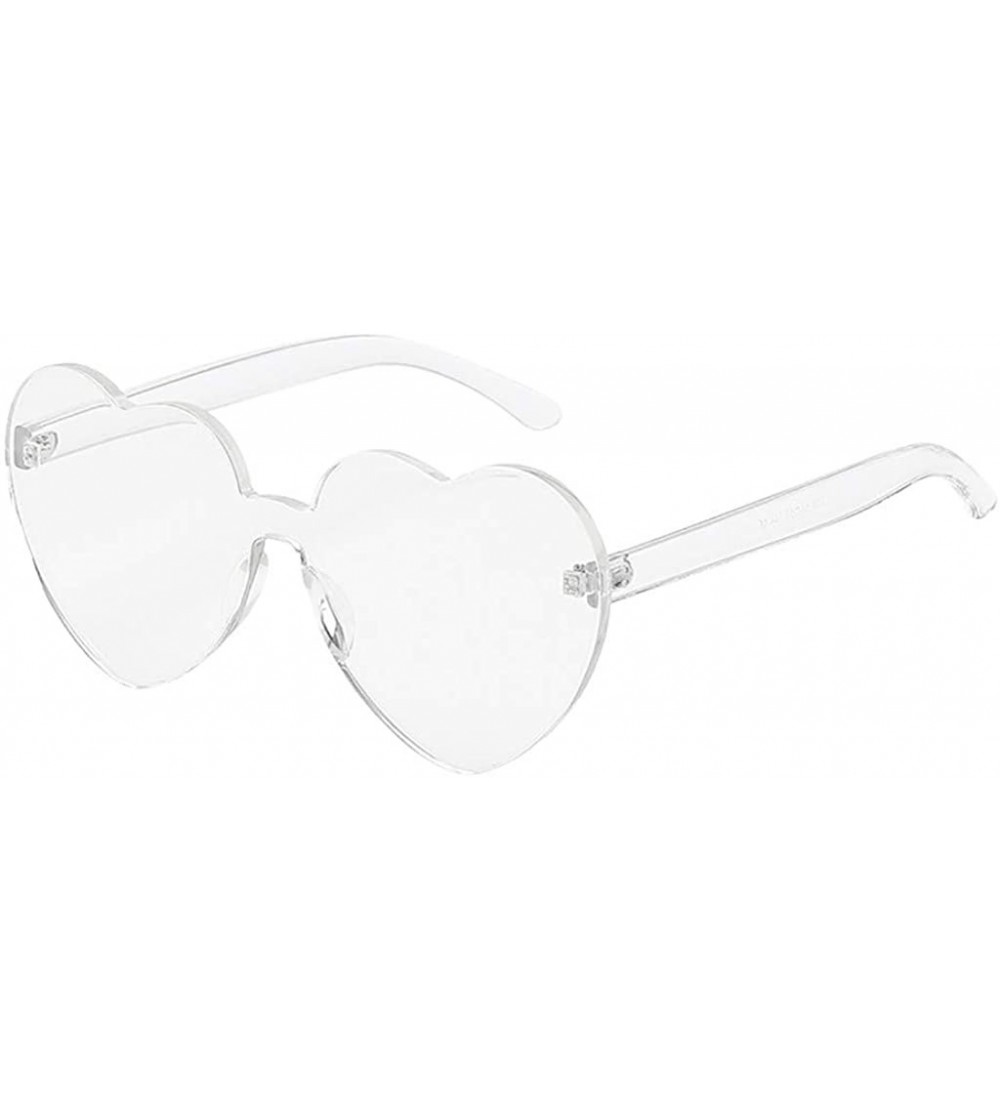 Rimless Fashion Heart Shaped Sunglasses for Women Eyewear Frameless Glasses - Clear - CW199AI878T $17.16