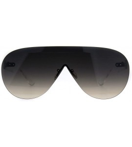 Shield Mens Futuristic Rimless Panel Shield Racer Pilots Sunglasses - Smoke - C718C7I2ZTU $22.42