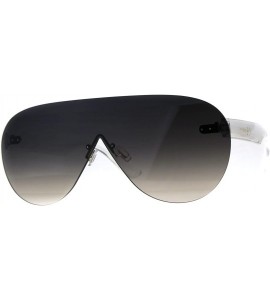 Shield Mens Futuristic Rimless Panel Shield Racer Pilots Sunglasses - Smoke - C718C7I2ZTU $22.42