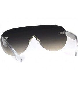 Shield Mens Futuristic Rimless Panel Shield Racer Pilots Sunglasses - Smoke - C718C7I2ZTU $22.42