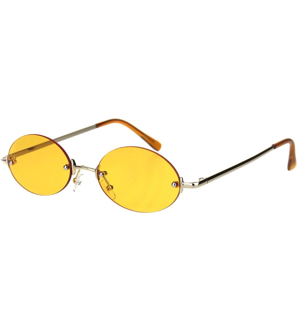 Rimless Rimless Oval Sunglasses Metal Frame Trendy Unisex Shades UV 400 - Gold (Yellow) - CE18SCN7CG5 $19.27