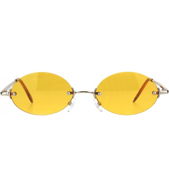 Rimless Rimless Oval Sunglasses Metal Frame Trendy Unisex Shades UV 400 - Gold (Yellow) - CE18SCN7CG5 $19.27