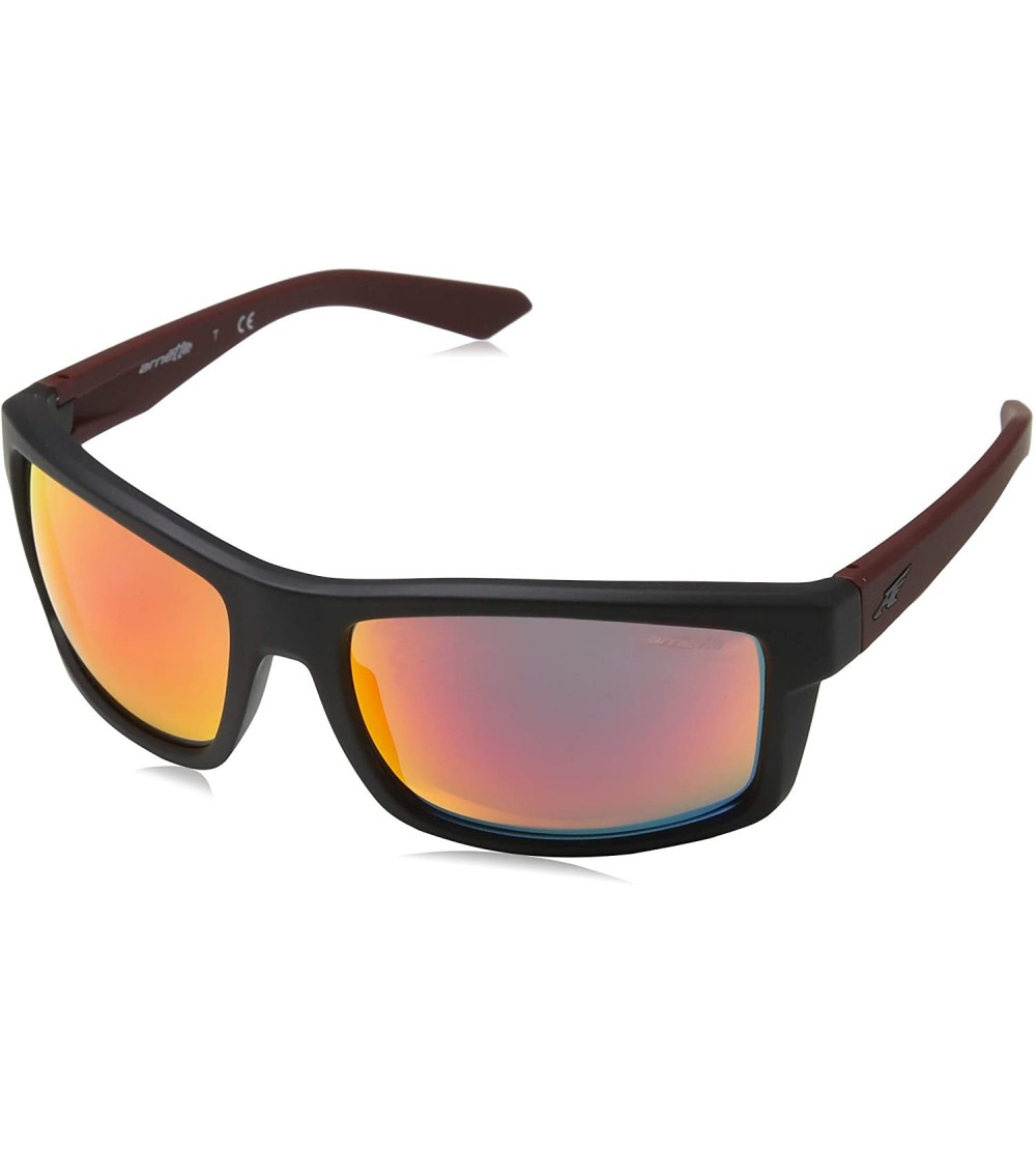Sport Men's An4216 Corner Man Rectangular Sunglasses - Fuzzy Black/Red Mirror - CX127F51JEF $81.30