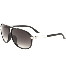 Aviator Curved Plastic Frame Metal Temple Modern Aviator Sunglasses - Smoke Black Matte - CS199GZ0SAO $35.50