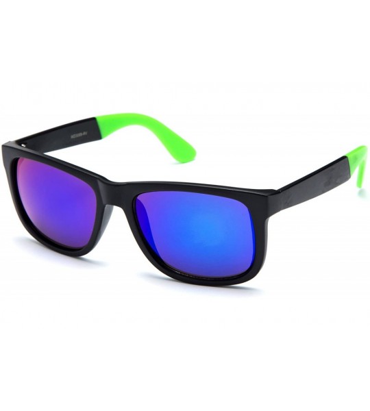 Square Men's Retro Sports Light Weight Slim Cut Two Tone Temple Design Sunglasses - Green - C611WLYXFTX $18.29