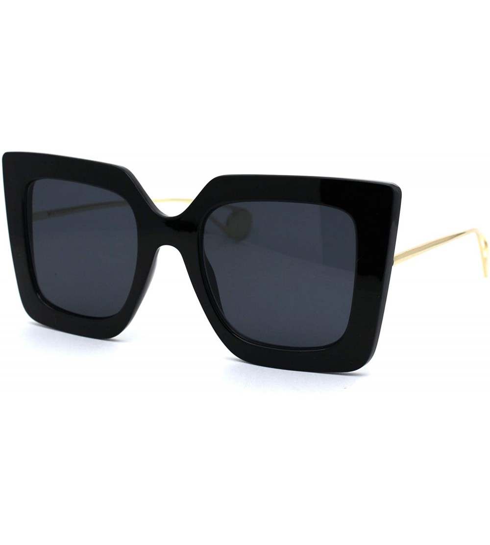 Oversized Womens 90s Chic Thick Plastic Oversize Cat Eye Sunglasses - All Black - CZ18ZWQ8X82 $19.48
