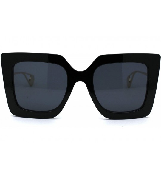 Oversized Womens 90s Chic Thick Plastic Oversize Cat Eye Sunglasses - All Black - CZ18ZWQ8X82 $19.48