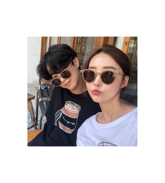 Round Unisex Sunglasses Retro Coffee Drive Holiday Round Non-Polarized UV400 - Coffee - CN18RI0SYU8 $15.67