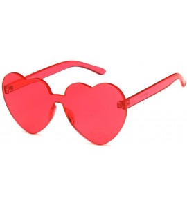 Rimless Women Beach Eyewear Cute Heartshape Frameless Sunglasses with Case UV400 - Tansparent Cherry - CV18WQH2NX5 $38.76