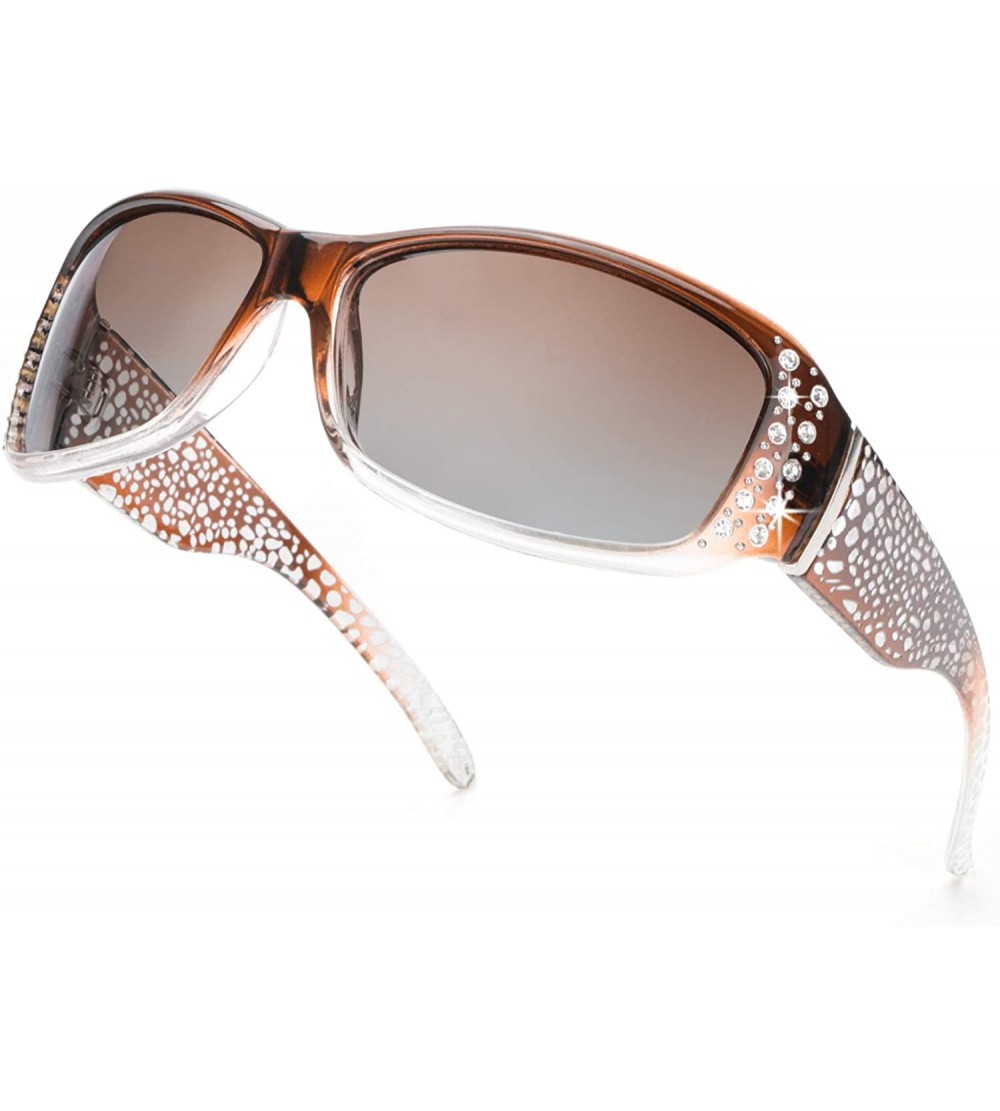 Oversized Rhinestone Polarized Sunglasses for Women - 100% UV400 Protection Driving/Fishing/Shopping Women Sunglasses - C018S...