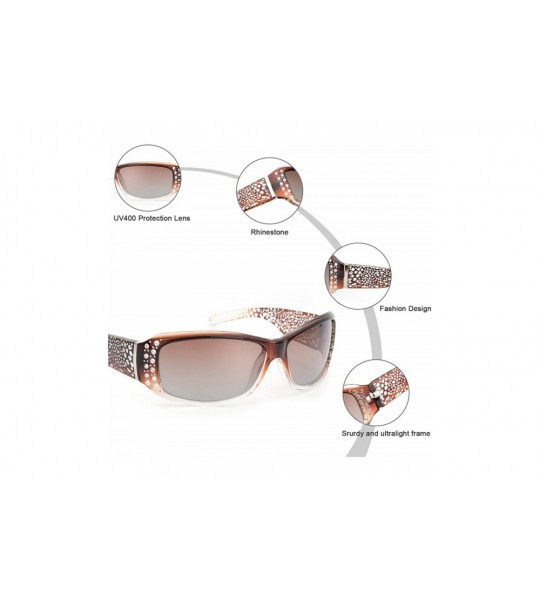 Oversized Rhinestone Polarized Sunglasses for Women - 100% UV400 Protection Driving/Fishing/Shopping Women Sunglasses - C018S...